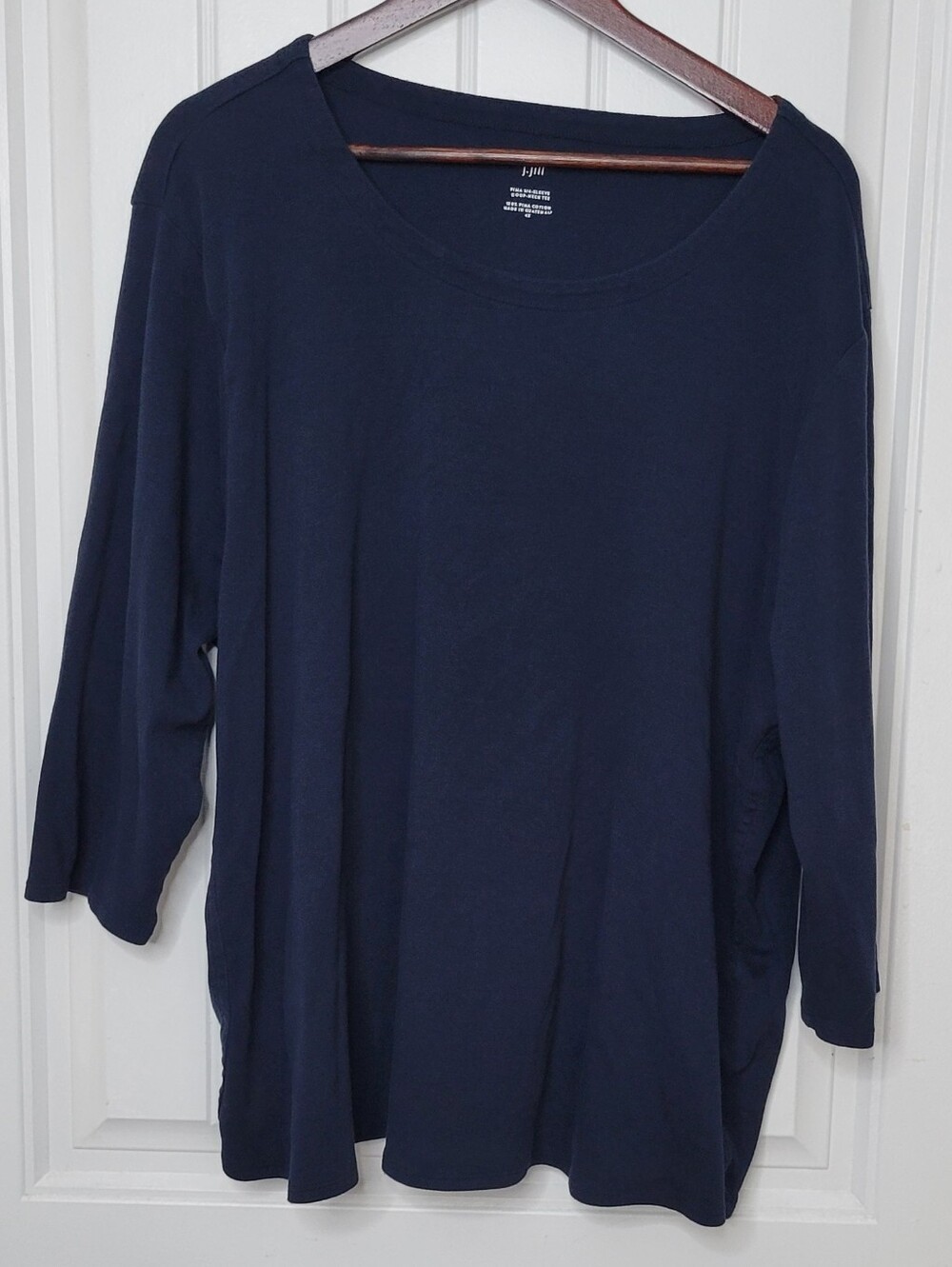J. Jill Navy Scoop Neck 3/4 Sleeve Tee